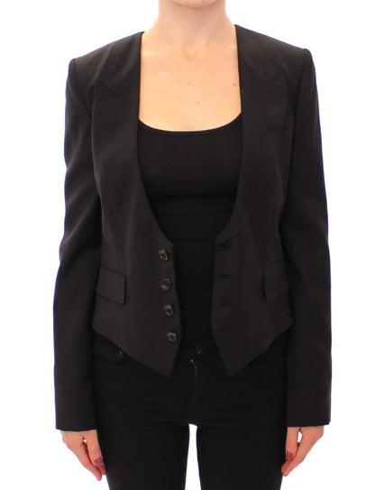 Dolce & Gabbana Black Silk Scarf Back Blazer Jacket by Dolce & Gabbana