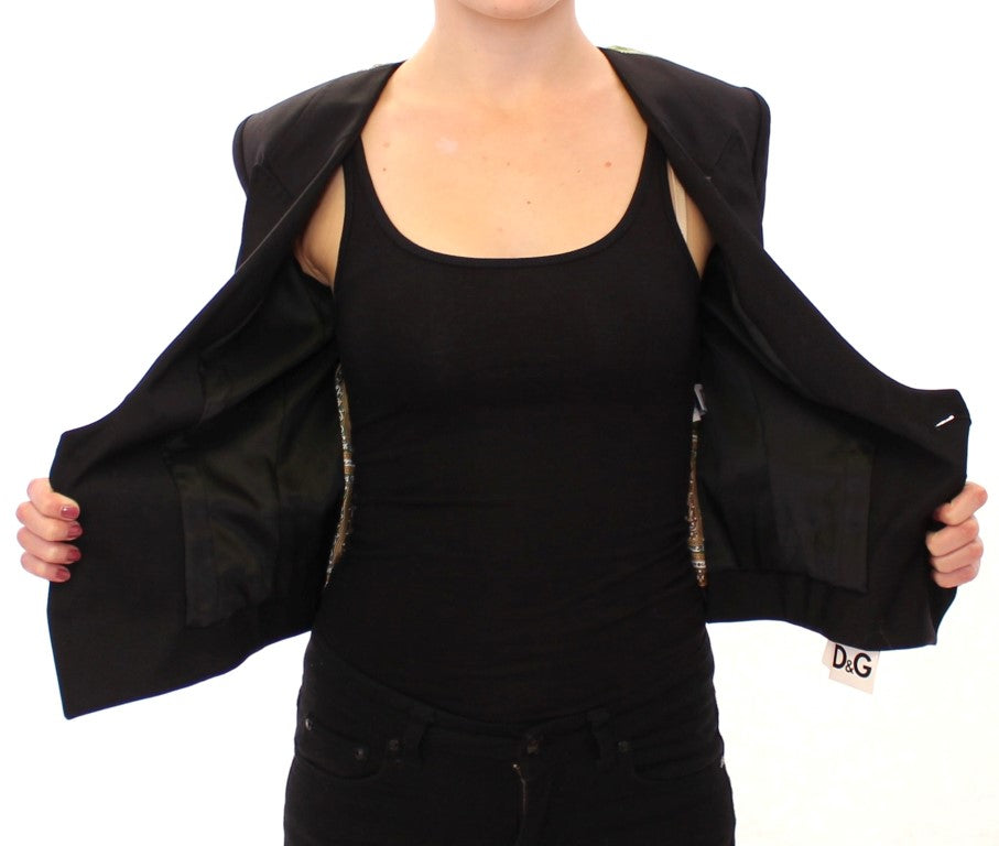 Dolce & Gabbana Black Silk Scarf Back Blazer Jacket by Dolce & Gabbana