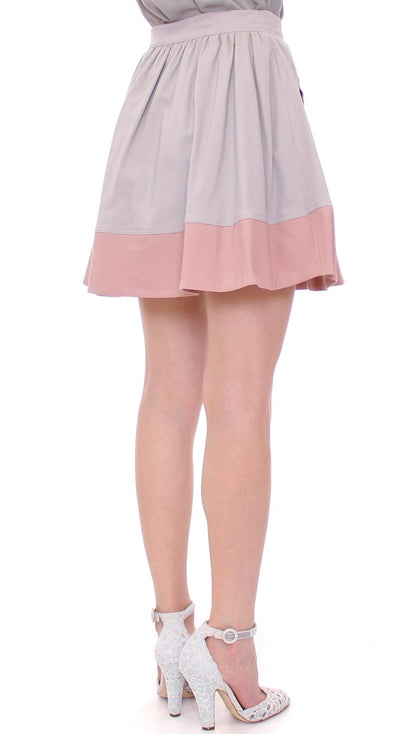 Mini-jupe plissée élégante Comeforbreakfast en rose et gris