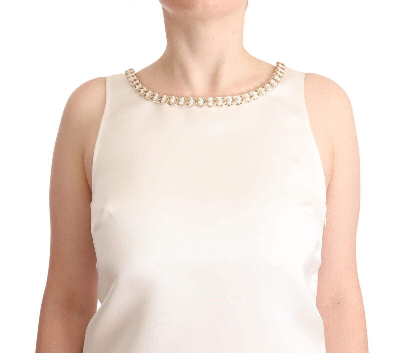 Elisabetta Franchi White Polyester Sleeveless Mini Shift Dress by Elisabetta Franchi