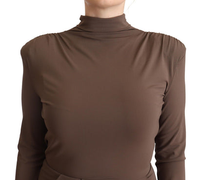Patrizia Pepe Brown Acetate Long Sleeves Turtle Neck Sheath Dress by Patrizia Pepe