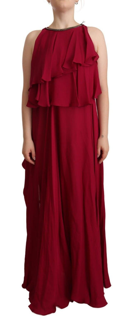 PLEIN SUD Orchid Silk Sleeveless Long Maxi Ruffle Shift Dress by PLEIN SUD