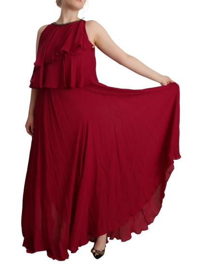 PLEIN SUD Orchid Silk Sleeveless Long Maxi Ruffle Shift Dress by PLEIN SUD