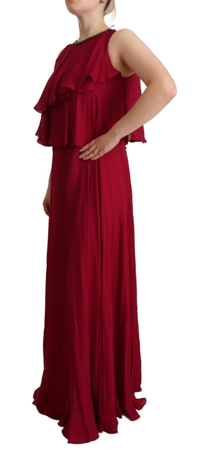 PLEIN SUD Orchid Silk Sleeveless Long Maxi Ruffle Shift Dress by PLEIN SUD