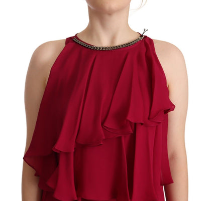PLEIN SUD Orchid Silk Sleeveless Long Maxi Ruffle Shift Dress by PLEIN SUD