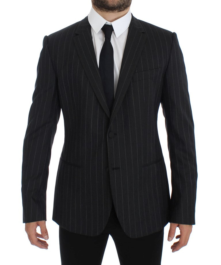 Veste blazer en laine à rayures grises chic Dolce &amp; Gabbana