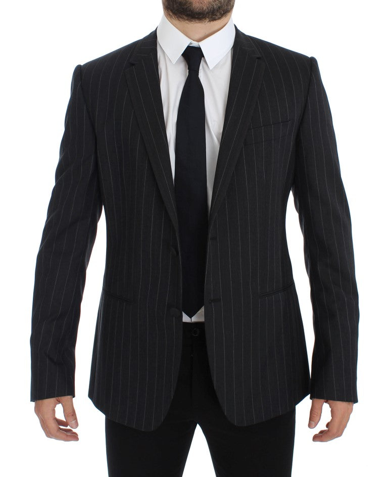 Veste blazer en laine à rayures grises chic Dolce &amp; Gabbana