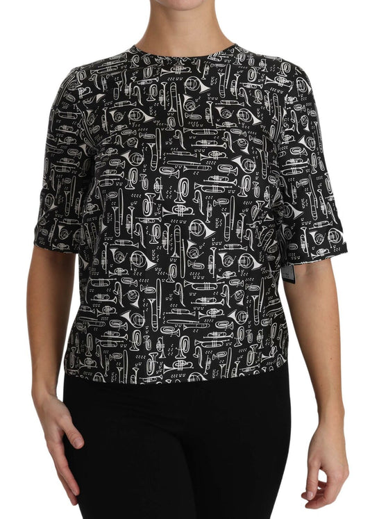 Dolce &amp; Gabbana - Chemisier en soie à imprimé trompette exquis