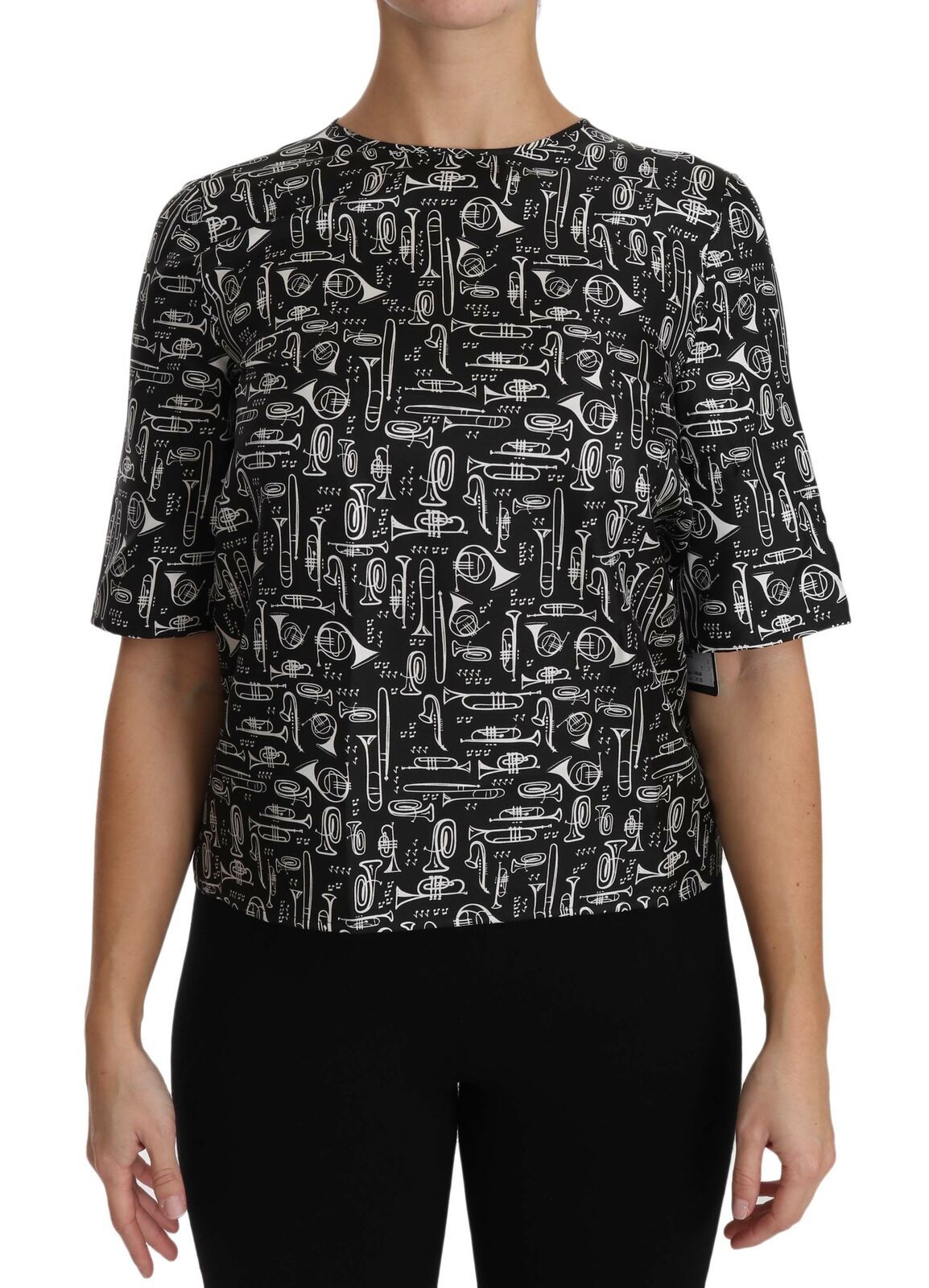 Dolce &amp; Gabbana - Chemisier en soie à imprimé trompette exquis