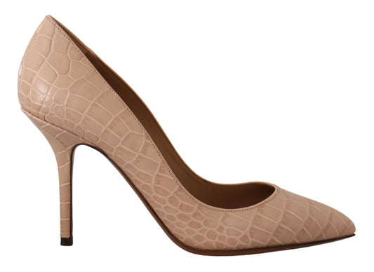 Escarpins élégants à petits talons en cuir nude Dolce &amp; Gabbana