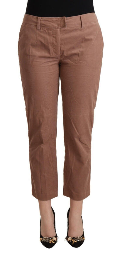 Costume National Brown Cotton Tapered Cropped Pants by Costume National