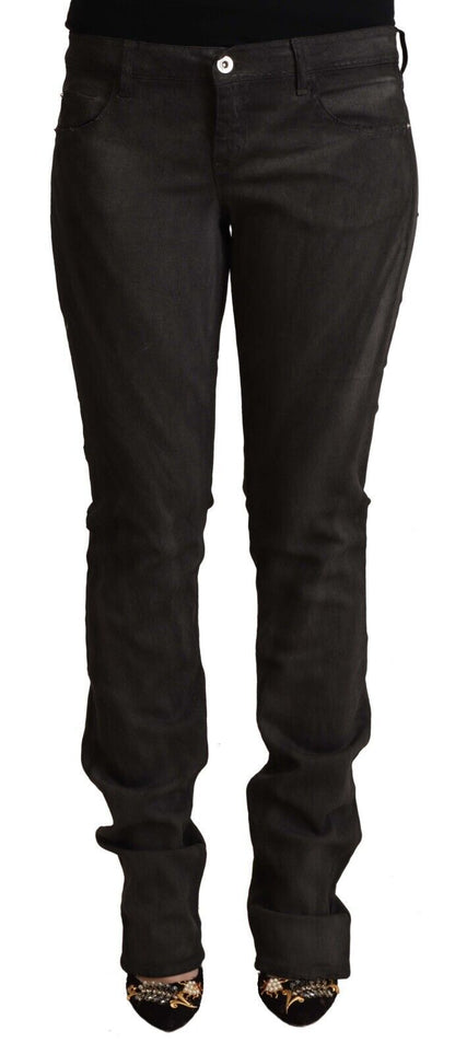 Costume National Black Cotton Mid Waist Skinny Pants by Costume National