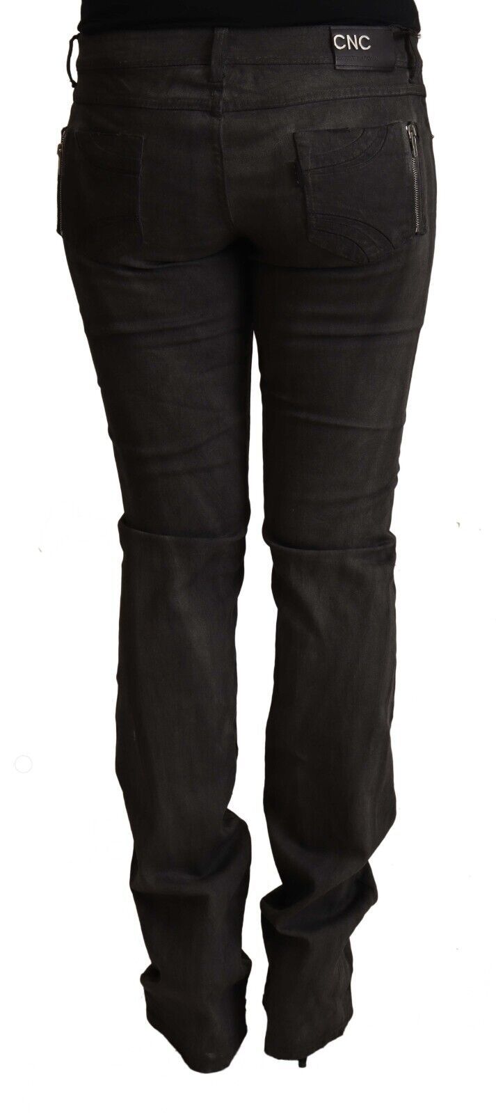 Costume National Black Cotton Mid Waist Skinny Pants by Costume National