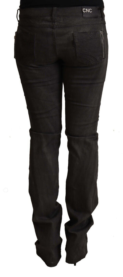 Costume National Black Cotton Mid Waist Skinny Pants by Costume National