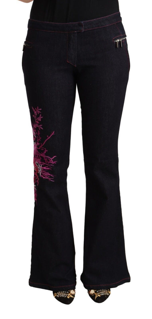 Exte Black Cotton Mid Waist Cotton Flared Jeans by Exte