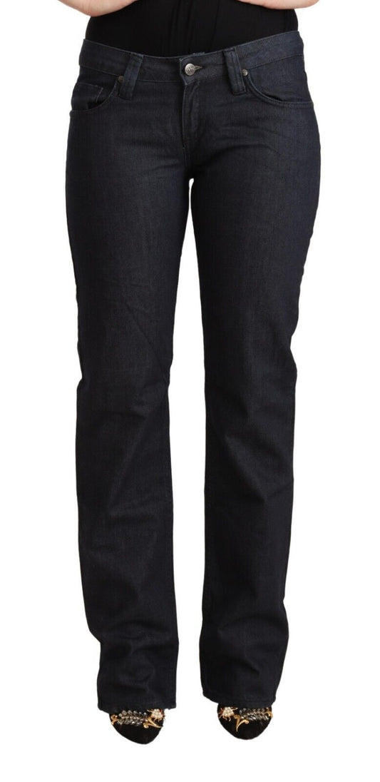 Exte Dark Blue Cotton Stretch Low Waist Straight Denim Jeans by Exte