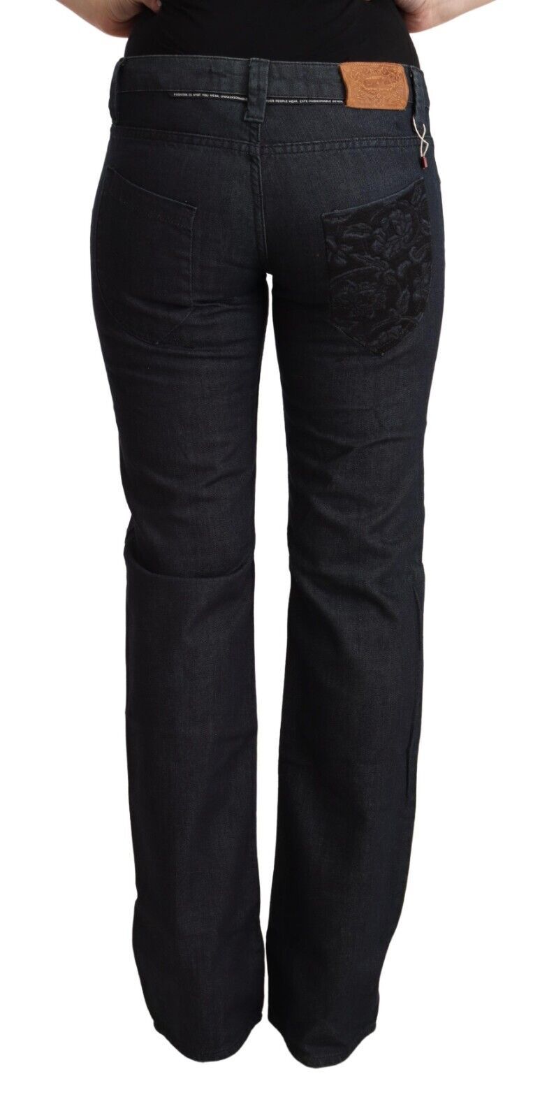 Exte Dark Blue Cotton Stretch Low Waist Straight Denim Jeans by Exte