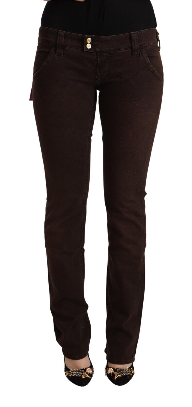 CYCLE Brown Cotton Stretch Low Waist Slim Fit Denim Jeans by CYCLE