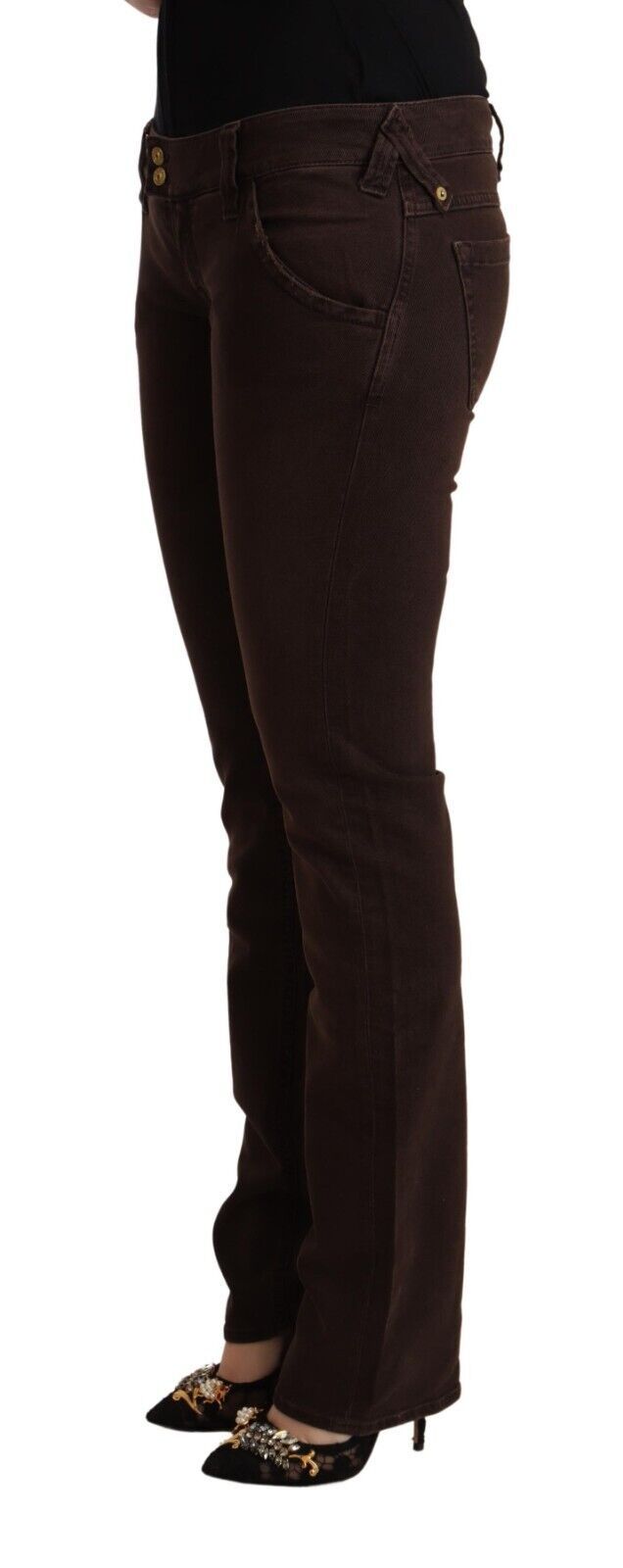 CYCLE Brown Cotton Stretch Low Waist Slim Fit Denim Jeans by CYCLE