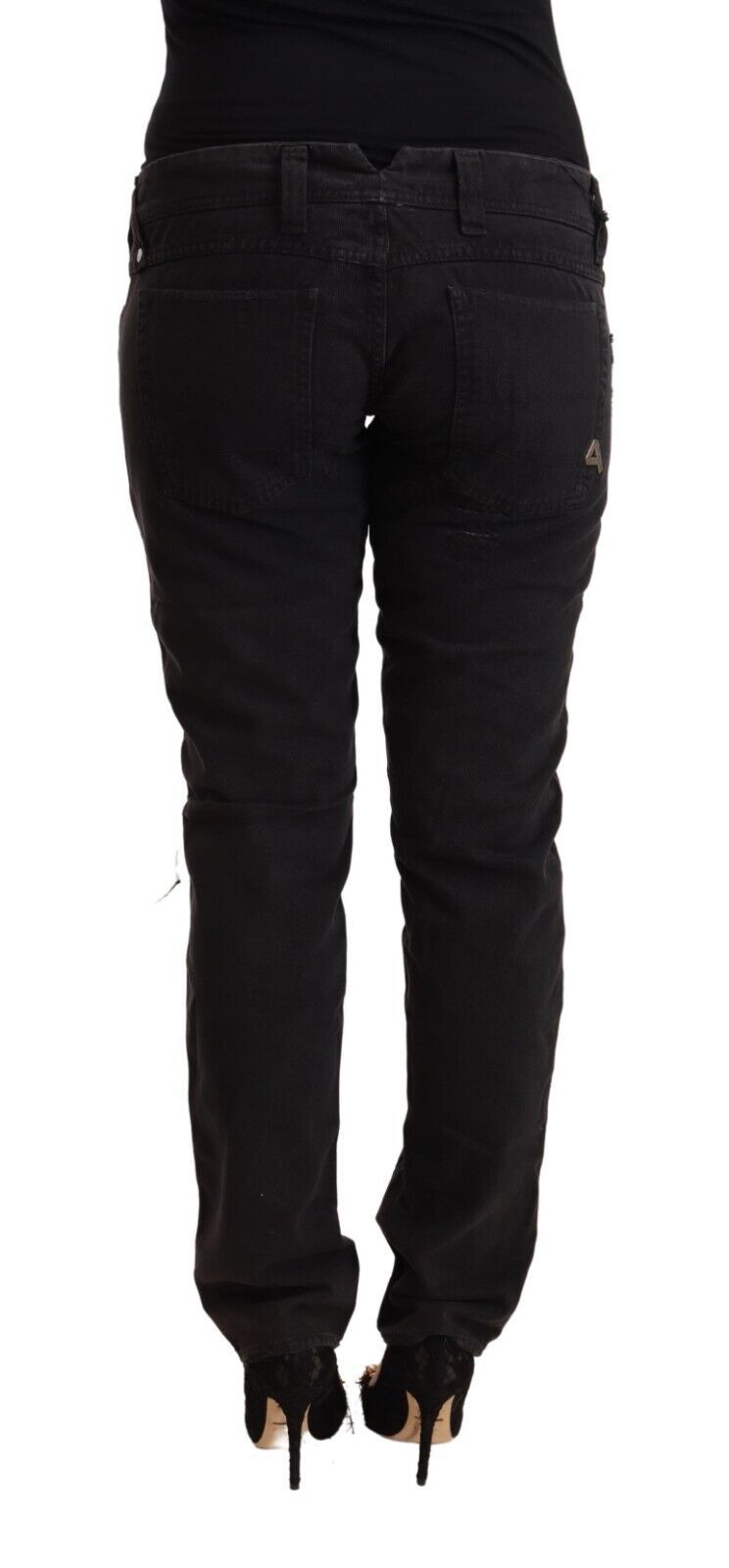 CYCLE Black Cotton Distressed Low Waist Slim Fit Denim Jeans by CYCLE