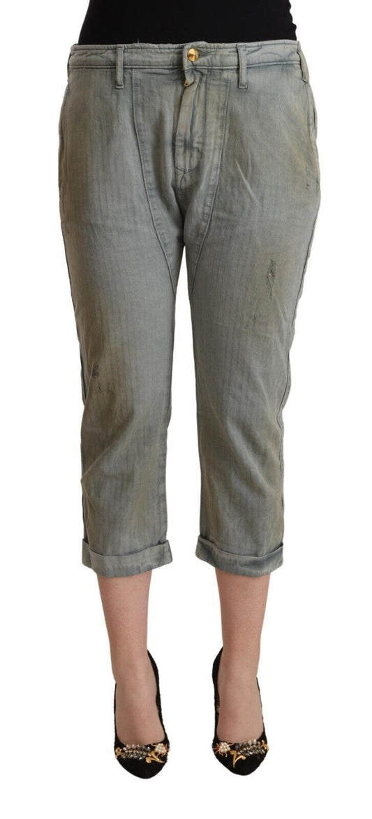 CYCLE Gray 100% Cotton Mid Waist Skinny Cropped Pants by CYCLE