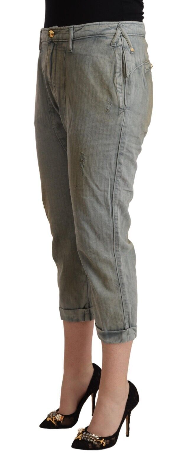 CYCLE Gray 100% Cotton Mid Waist Skinny Cropped Pants by CYCLE