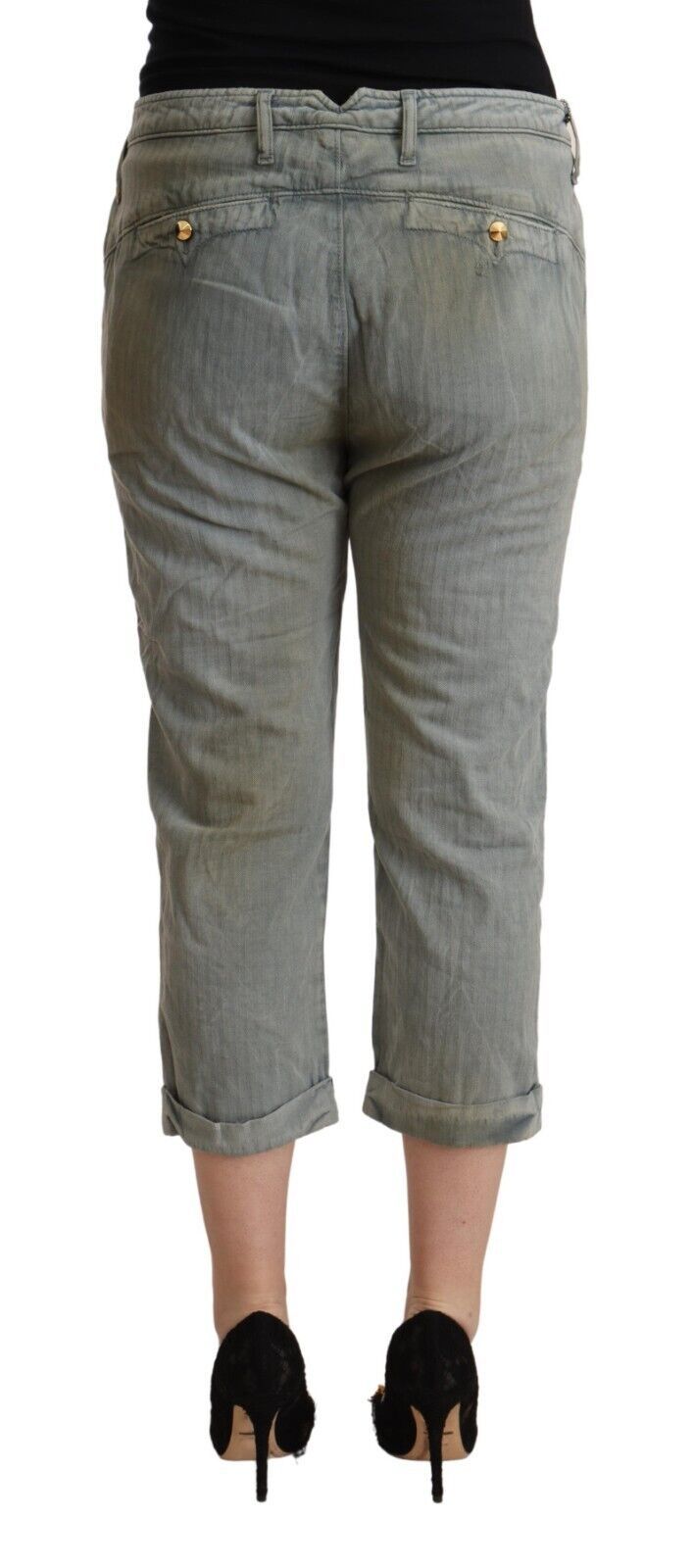CYCLE Gray 100% Cotton Mid Waist Skinny Cropped Pants by CYCLE