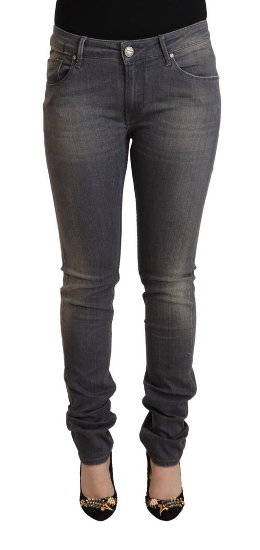 Huit jeans skinny gris foncé élégants - Taille basse avec fermeture éclair
