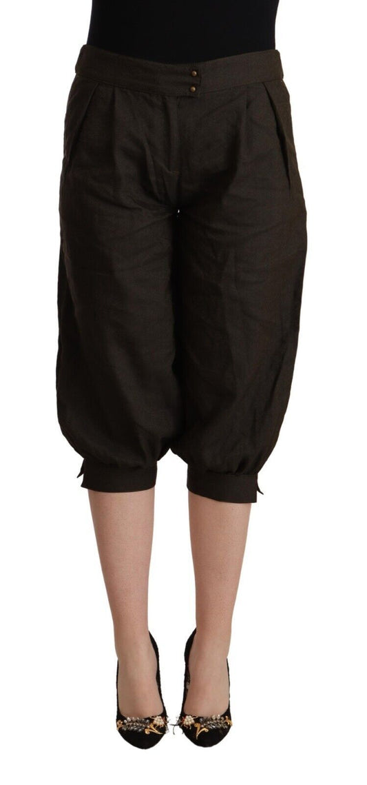 GF Ferre Brown Viscose Cropped Harem Pants by GF Ferre