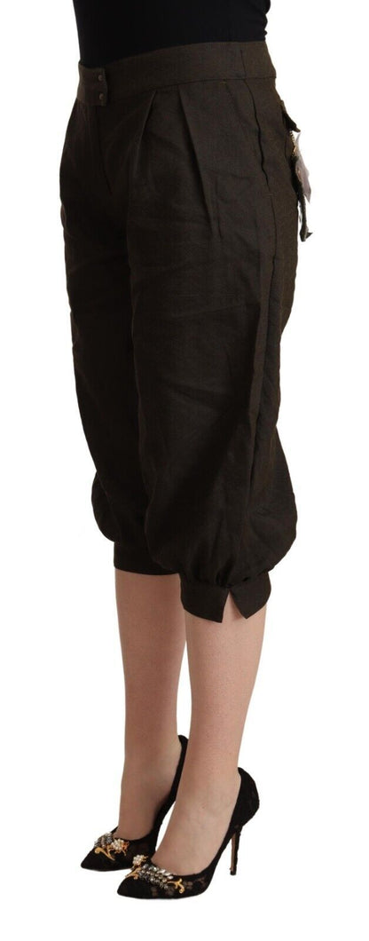 GF Ferre Brown Viscose Cropped Harem Pants by GF Ferre