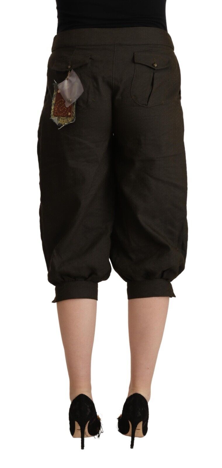 GF Ferre Brown Viscose Cropped Harem Pants by GF Ferre