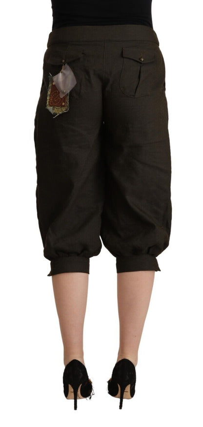 GF Ferre Brown Viscose Cropped Harem Pants by GF Ferre