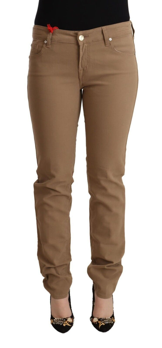 Jacob Cohen Brown Cotton Stretch Mid Waist Skinny Pants by Jacob Cohen