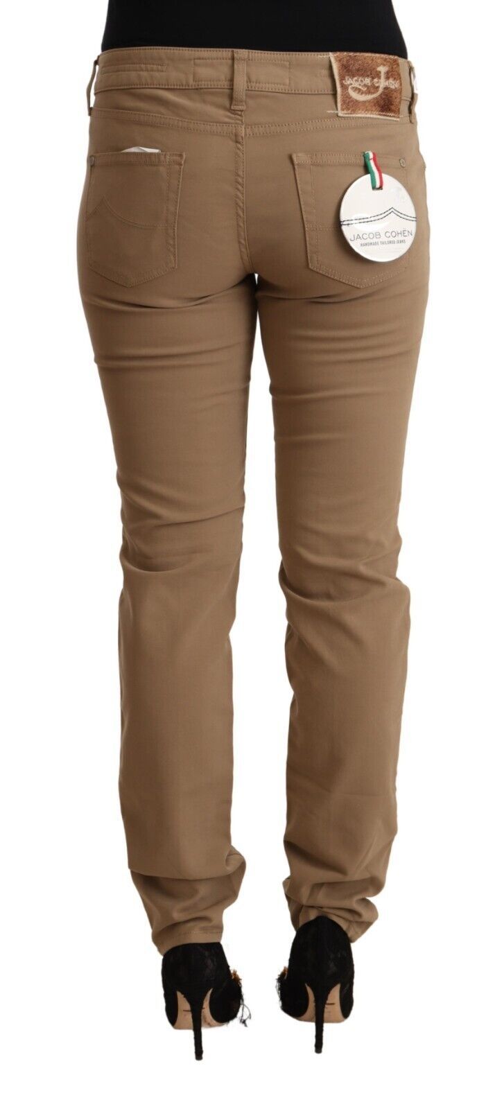 Jacob Cohen Brown Cotton Stretch Mid Waist Skinny Pants by Jacob Cohen