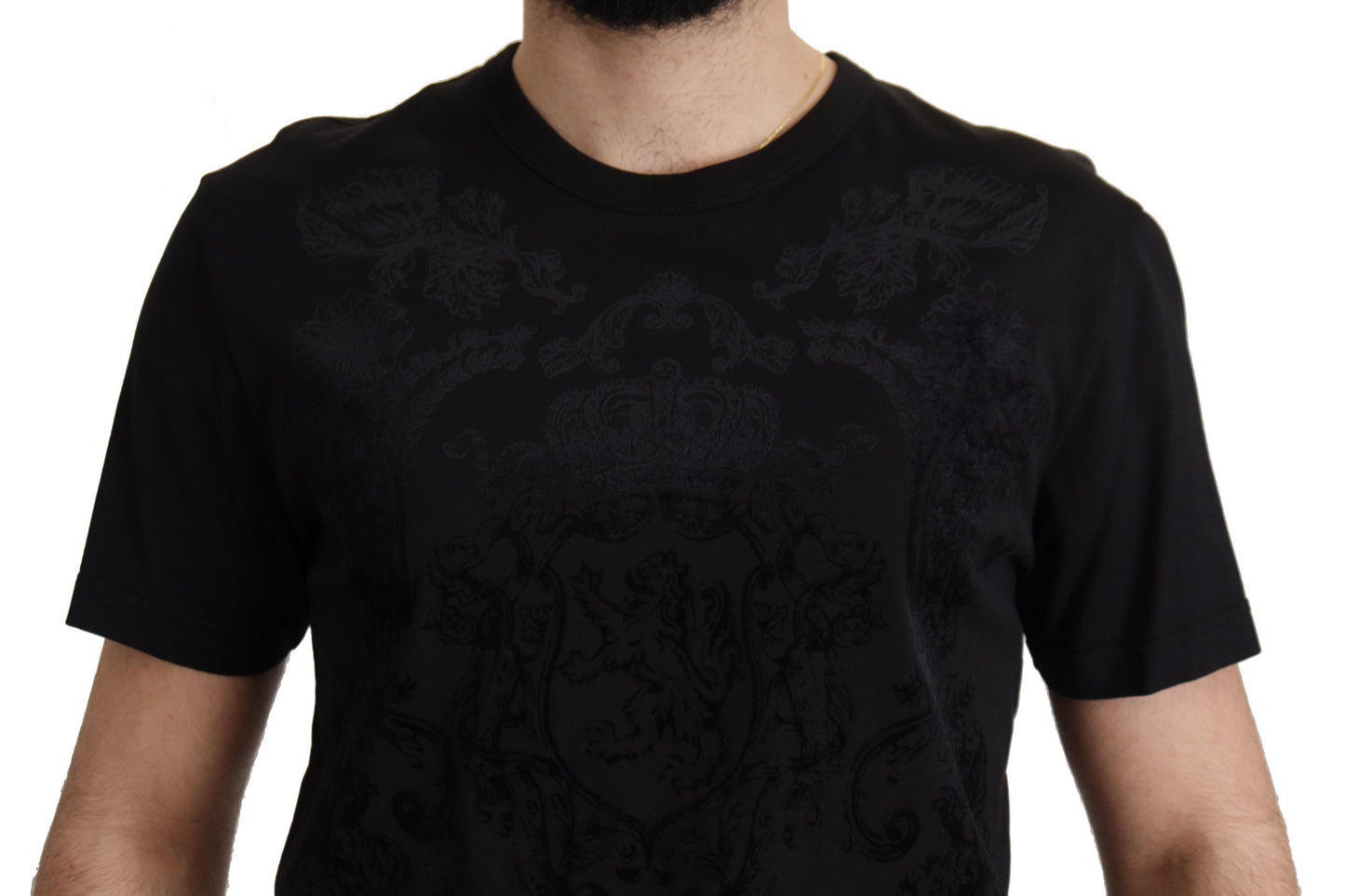 T-shirt ras du cou baroque noir élégant Dolce &amp; Gabbana