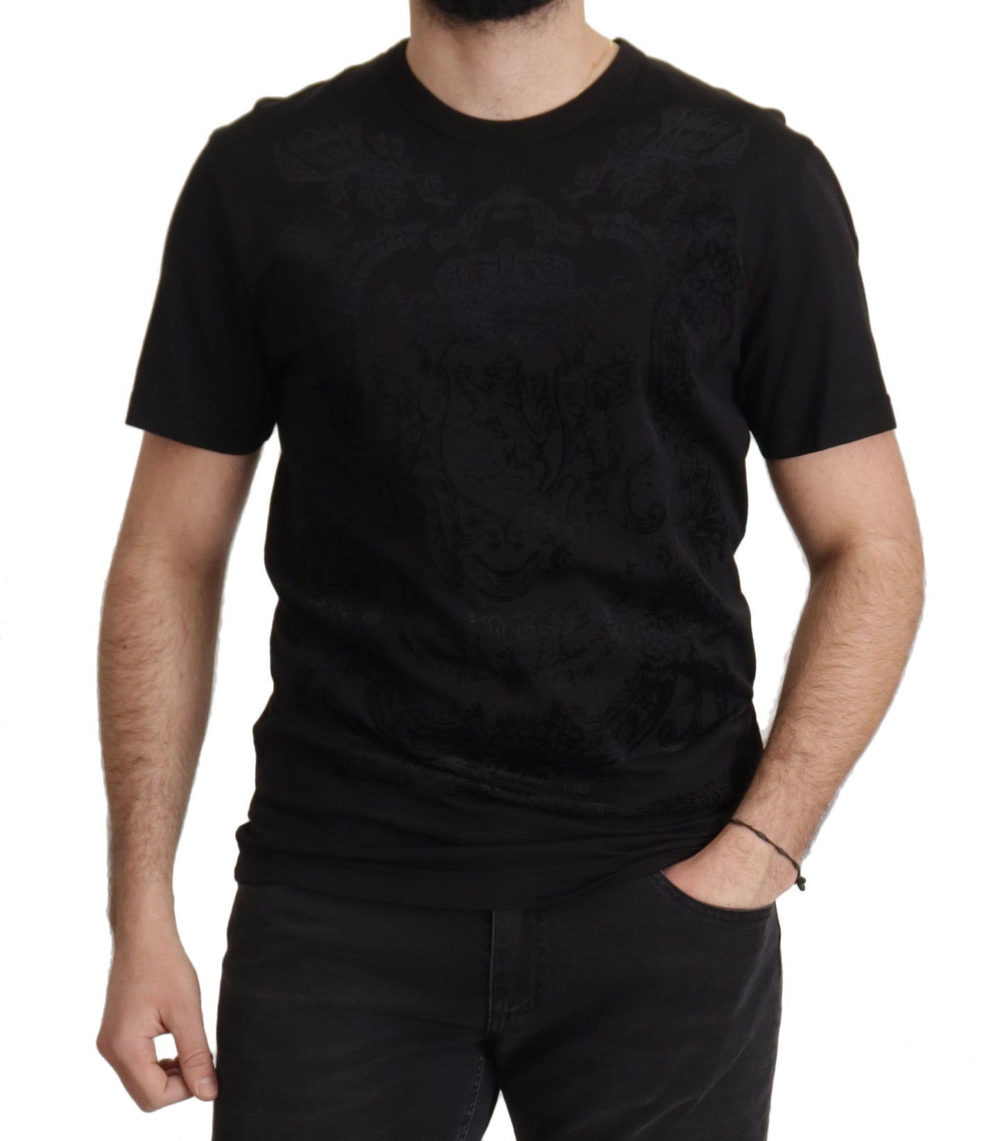 T-shirt ras du cou baroque noir élégant Dolce &amp; Gabbana