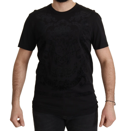 T-shirt ras du cou baroque noir élégant Dolce &amp; Gabbana