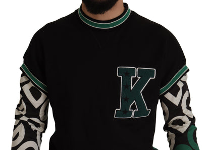 Dolce & Gabbana Black Green Cotton KING Star Crewneck Pullover Sweater by Dolce & Gabbana