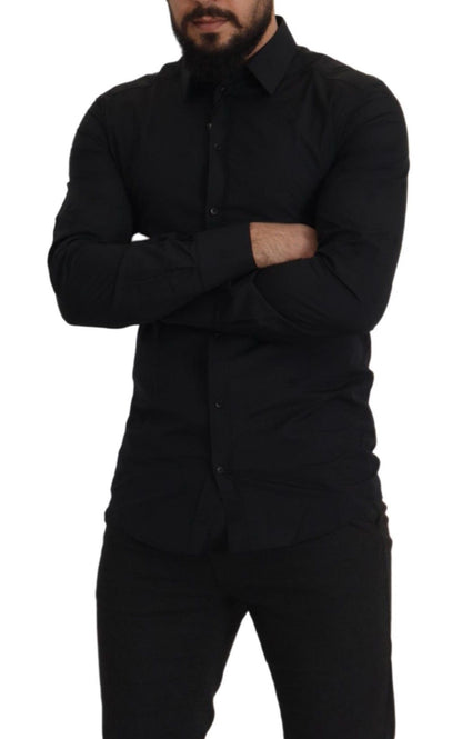 Dolce & Gabbana Black Cotton GOLD Slim Fit Dress Shirt by Dolce & Gabbana