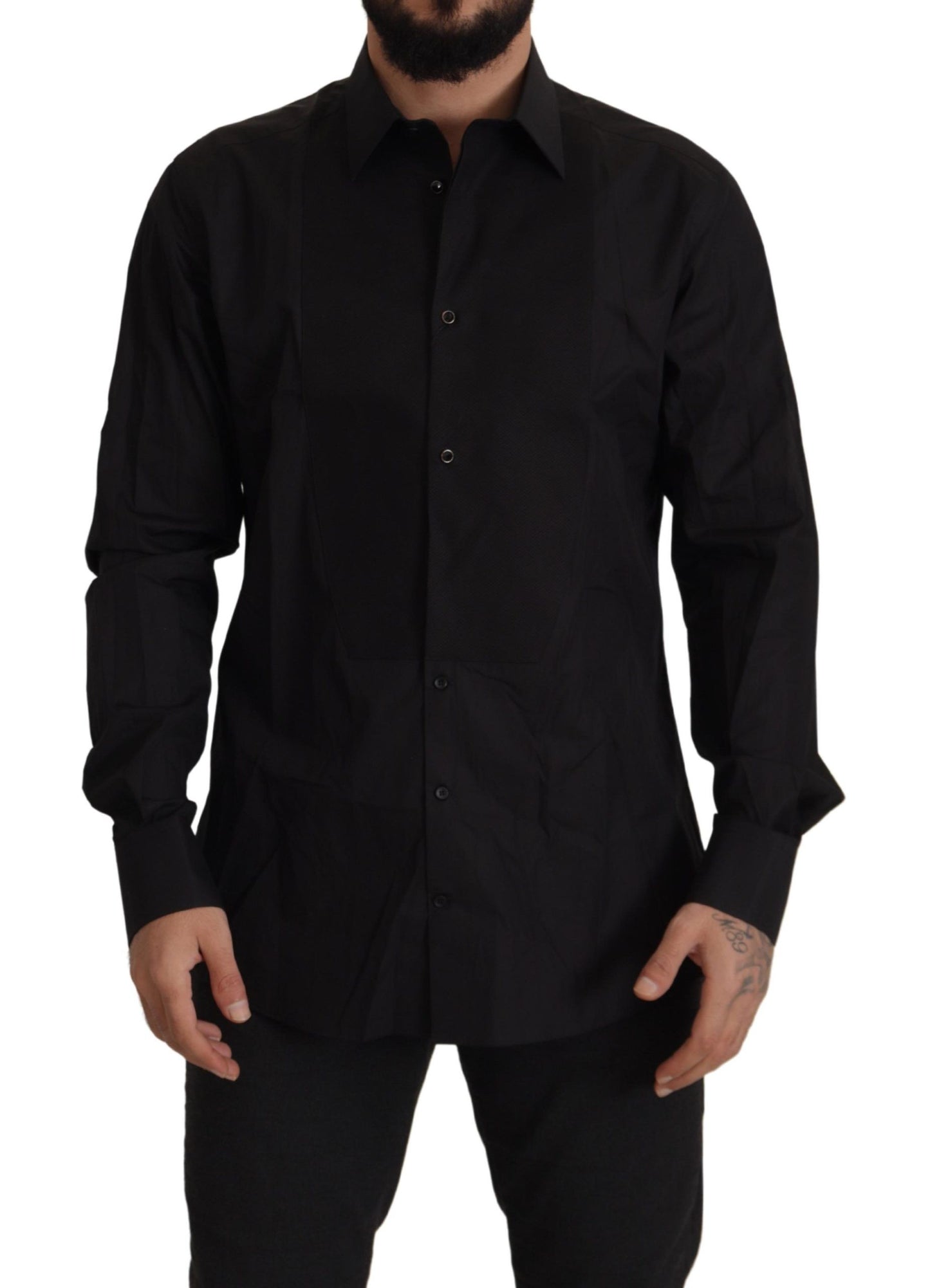 Dolce & Gabbana Black GOLD Slim Fit Tuxedo Dress Shirt by Dolce & Gabbana