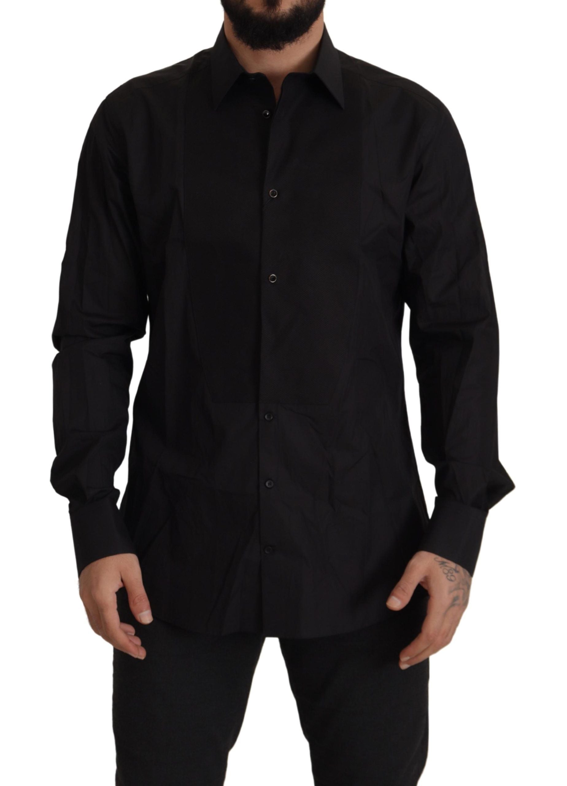 Dolce & Gabbana Black GOLD Slim Fit Tuxedo Dress Shirt by Dolce & Gabbana