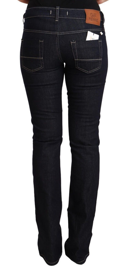 GF Ferre Black Cotton Stretch Low Waist Skinny Denim Jeans by GF Ferre