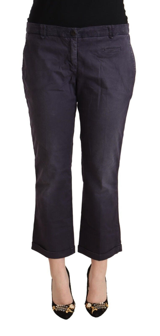 Jucca Black Low Waist Folded Hem Flared Cropped Pants by Jucca