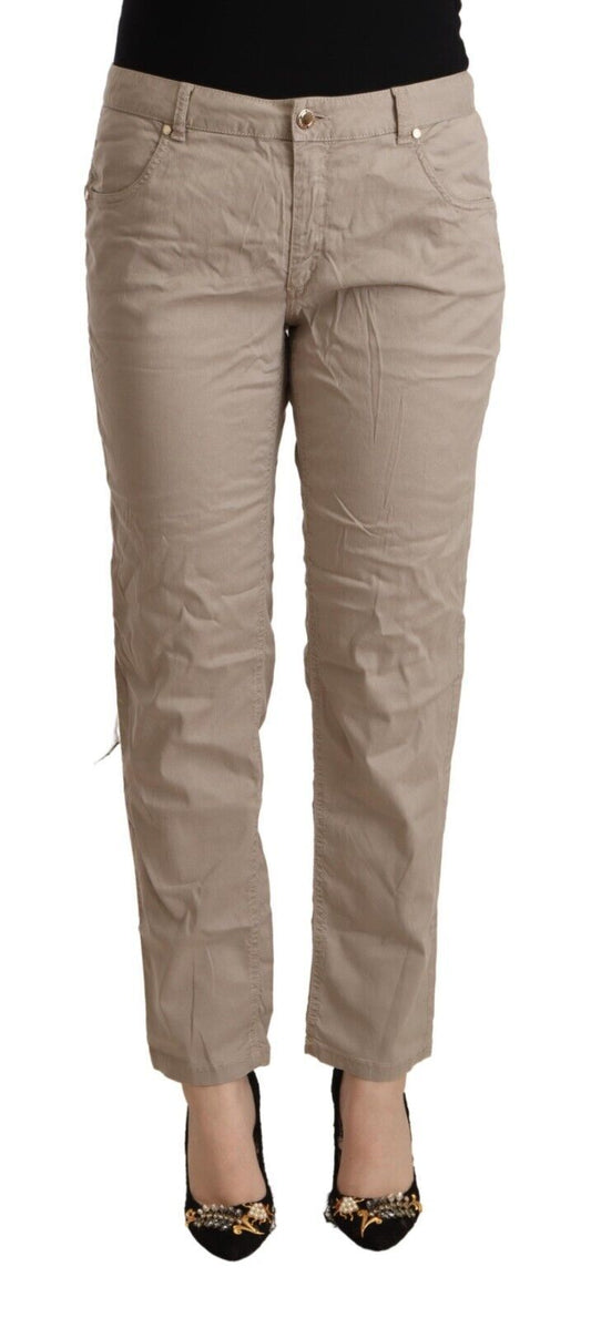 Pantalon fuselé taille moyenne beige Eight