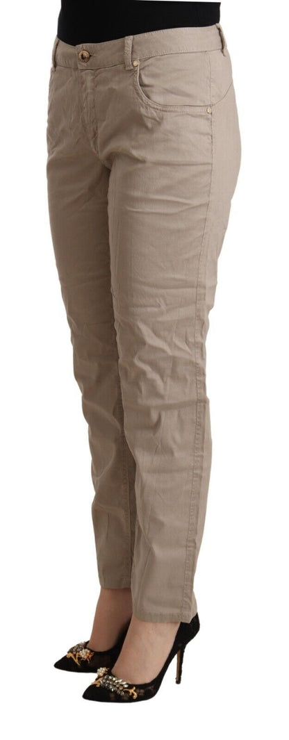 Acht Beige Tencel Mid Waist Tapered Casual Pants by Acht