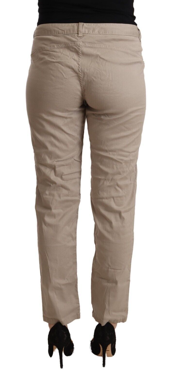 Acht Beige Tencel Mid Waist Tapered Casual Pants by Acht