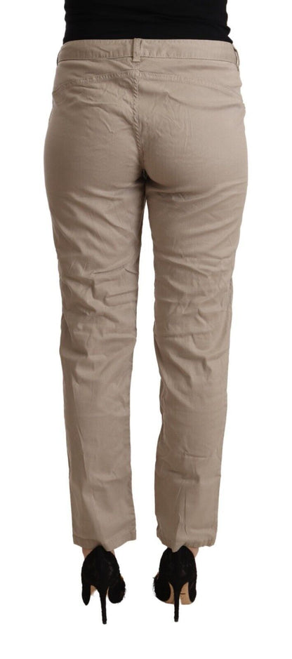 Acht Beige Tencel Mid Waist Tapered Casual Pants by Acht