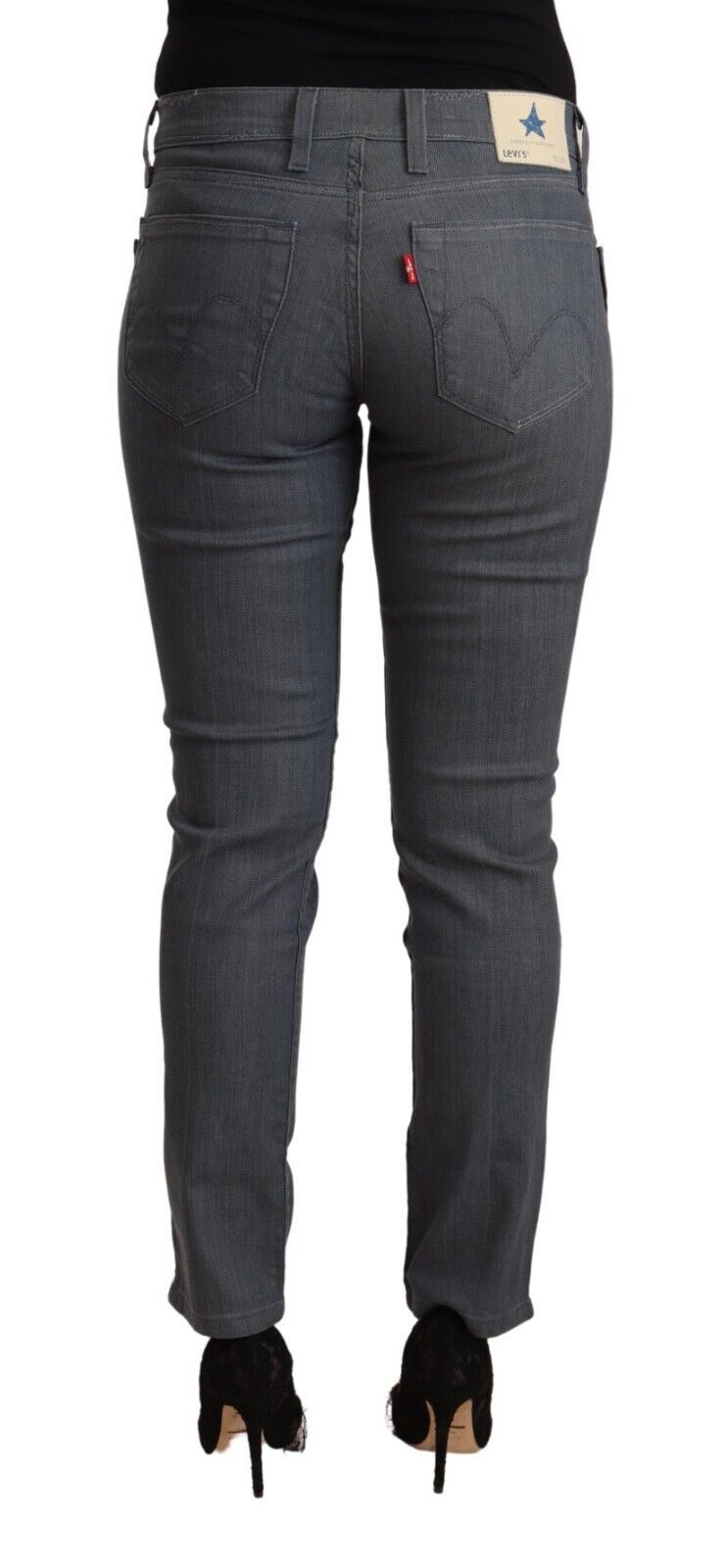 Levi's Gray Cotton Low Waist Skinny Denim Jeans by Levi's