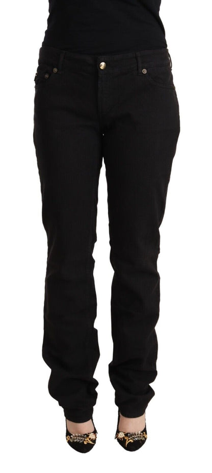 Just Cavalli Black Mid Waist Denim Cotton Skinny Jeans by Just Cavalli