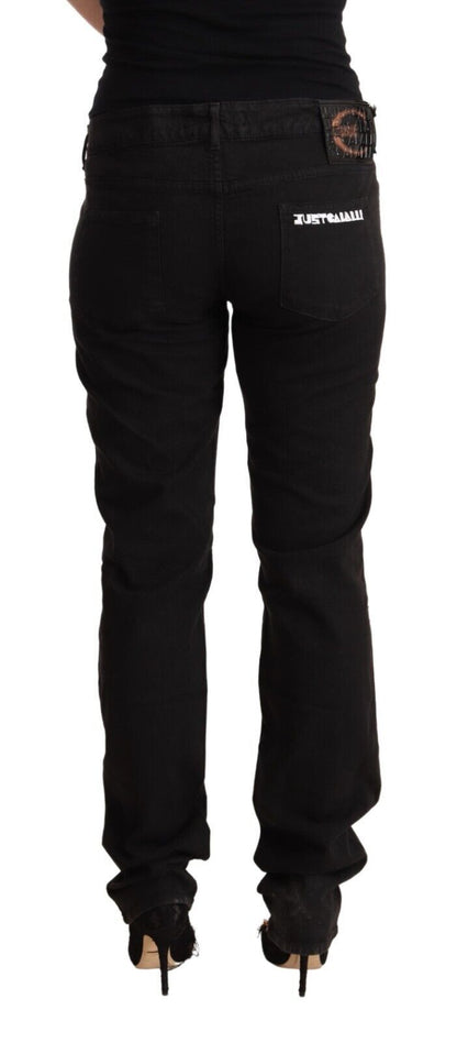 Just Cavalli Black Mid Waist Denim Cotton Skinny Jeans by Just Cavalli